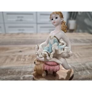 Rare Gentili Collection Girl with Dog Mini Figurine 5 Tall Vintage Perfect Cond